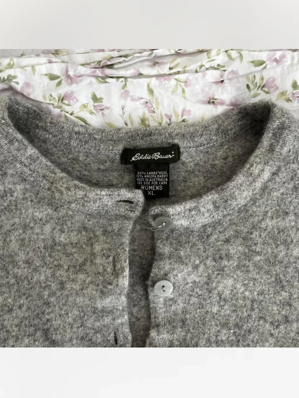 Eddie Bauer Gray Wool Women's Button-Up Crewneck Cardigan